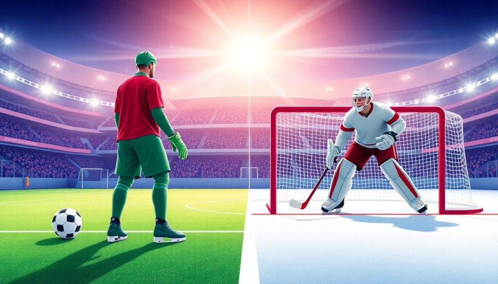 Футбол против хоккея: сравнение стиля атак и режимов защиты - иллюстрация